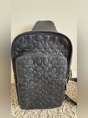 Coach Black Embossed Leather Belt Bag